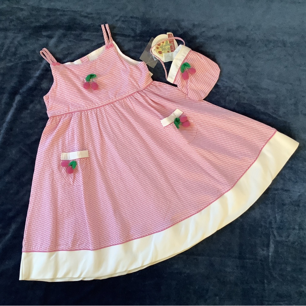 Pink gingham strawberry twirl dress, Little Girl, Size 5/6, NWT
